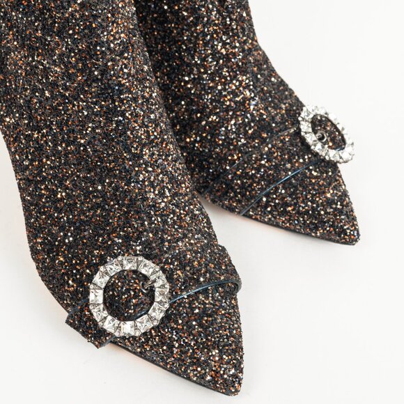 Jimmy Choo Hanover 65 Amethyst Mix Twinkle Glitter Buckled Booties - Picture 6 of 11